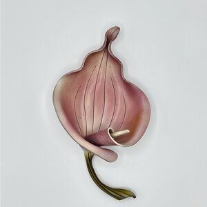 Leather Pink Calla Lily Decorative Wall Art / Trinket Dish / Sculpture